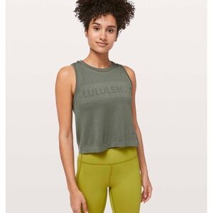 Lululemon Breeze By Muscle Crop Tank *lululemon Grey Sage / Grey Sage Sz 8